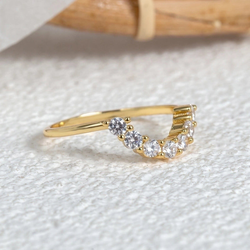 Copper 18K Gold Plated Minimalist Inlay Geometric Malachite Zircon Rings