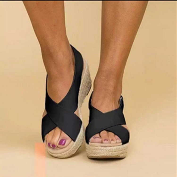 Women's Vintage Cross Strap Wedge Sandals