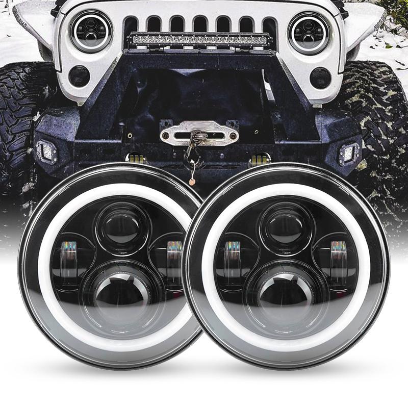 7 inch 80W Jeep LED Halo Headlights with DRL & Turn Signals for 1997-2018 Wrangler JK CJ TJ