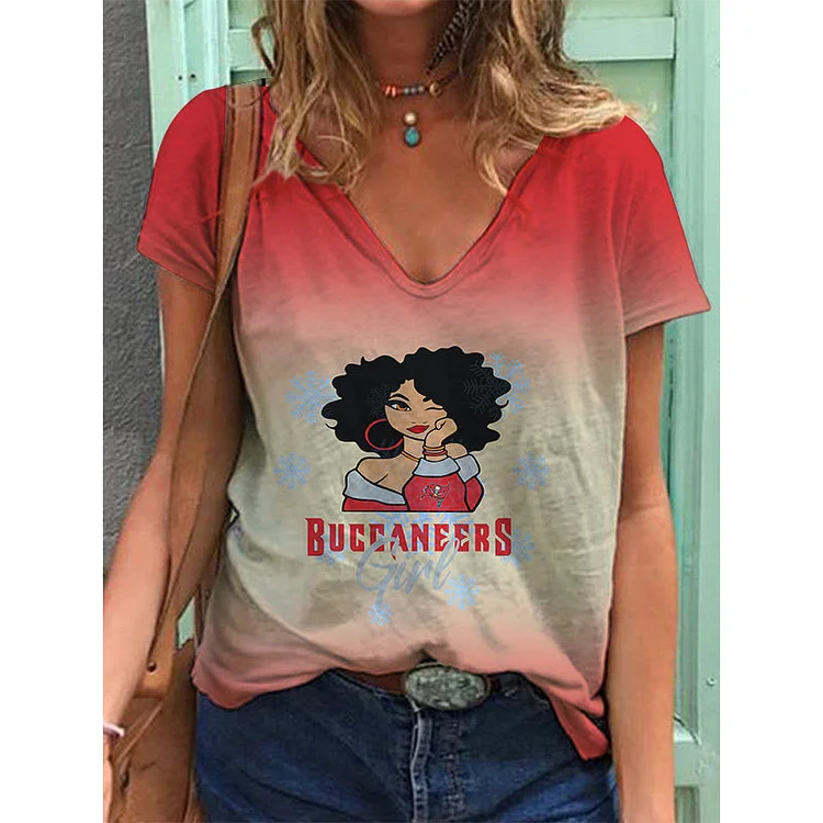 Tampa Bay Buccaneers Lightweight Short Sleeve V-Neck T-Shirt