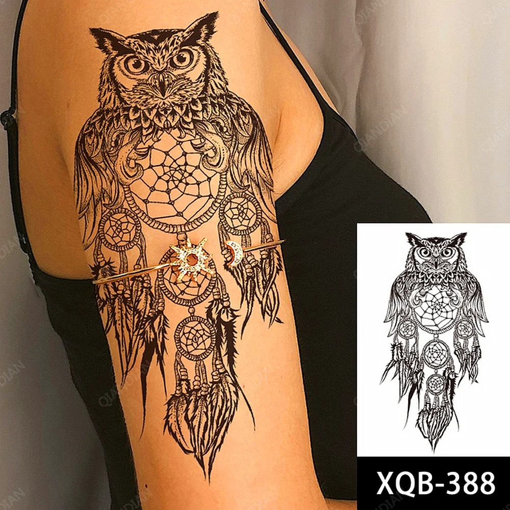 Sdrawing Tiger Manipulator Temporary Tattoo Sticker Waterproof Skull Flower Compass Eagle Deer Body Arm Sleeve Fake Totem Women Man
