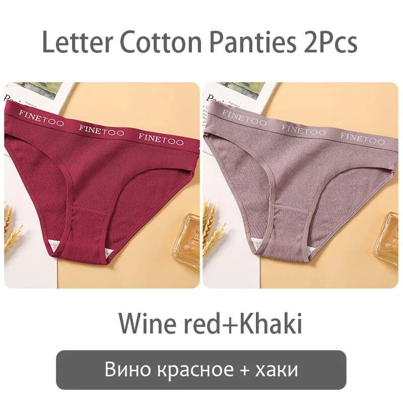 FINETOO New M-2XL Women Underpants Custom Letter Panties Breathable Cotton Underwear Ladies Briefs Casual Panty Female Lingerie