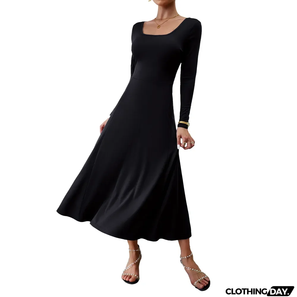 Women's Elegant Waist Long Sleeve Dress