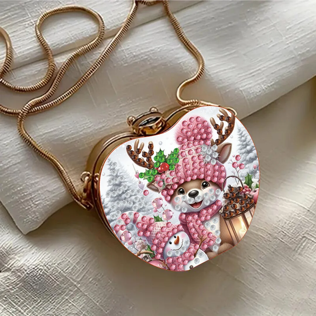 Deer DIY Acrylic Love Art Diamond Painting Coin Purse with Chain for Women Girl