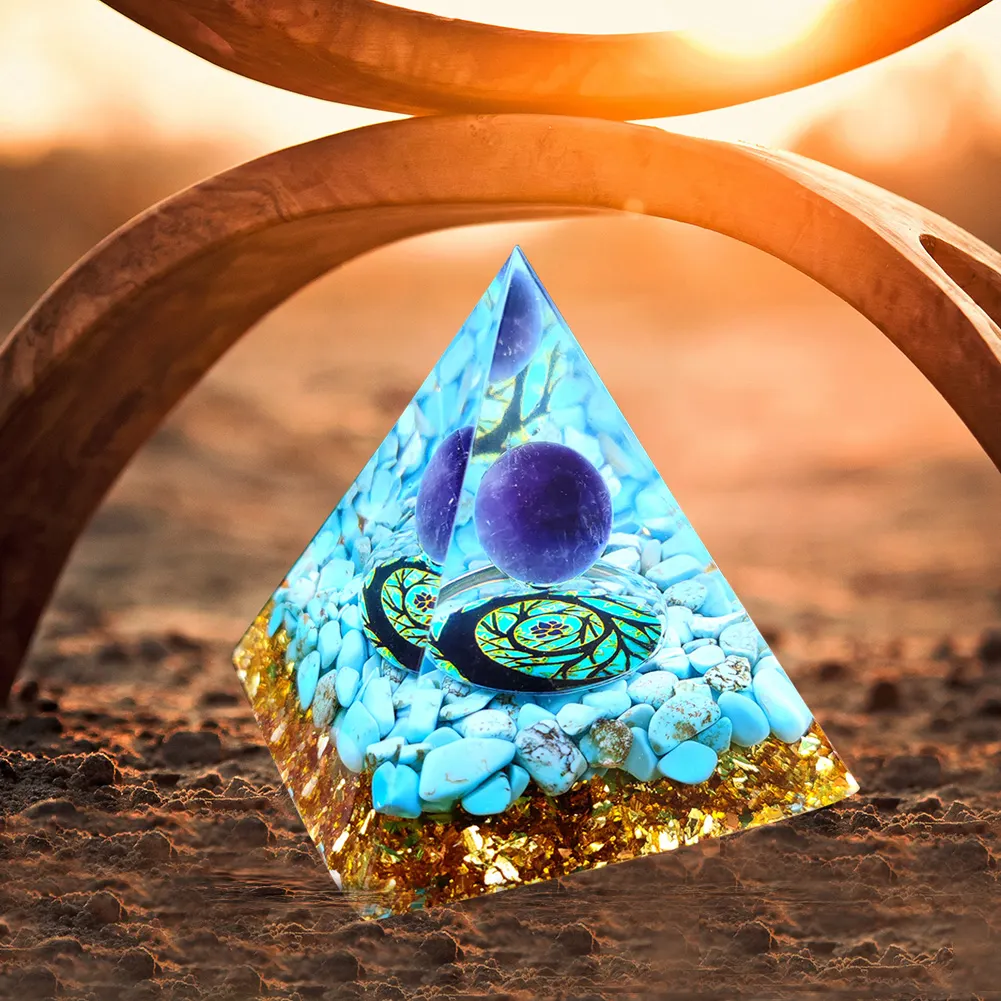 5cm Natural Stone Orgonite Pyramid Healing Crystals Orgone Energy Generator