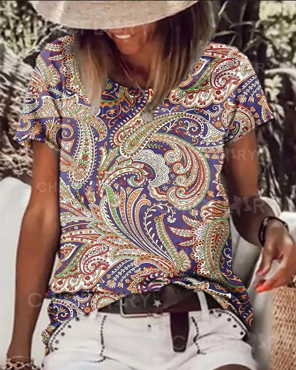 Paisley Floral Crewneck Top