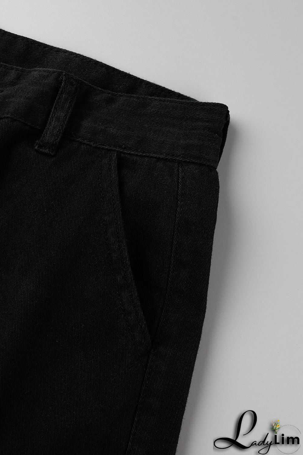 Green Street Solid Patchwork Pocket High Waist Straight Solid Color Bottoms