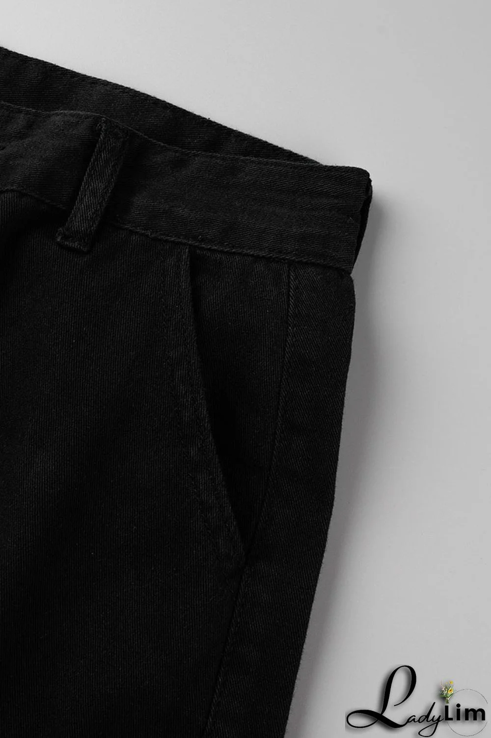 Green Street Solid Patchwork Pocket High Waist Straight Solid Color Bottoms