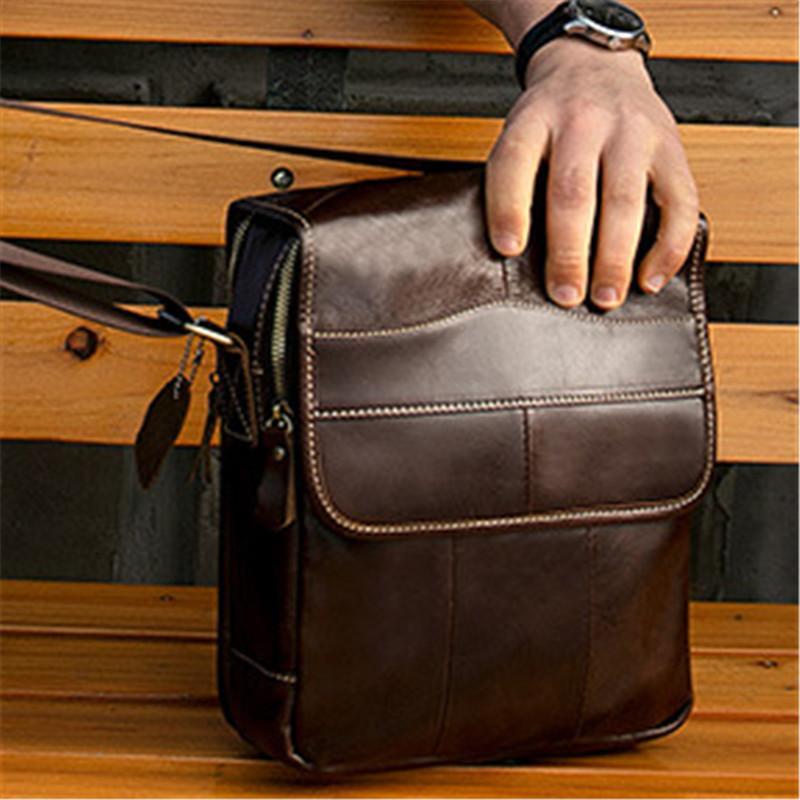 Mens Vintage Classic Large Capacity Casual Leather Shoulder Packs Crossbody Bags