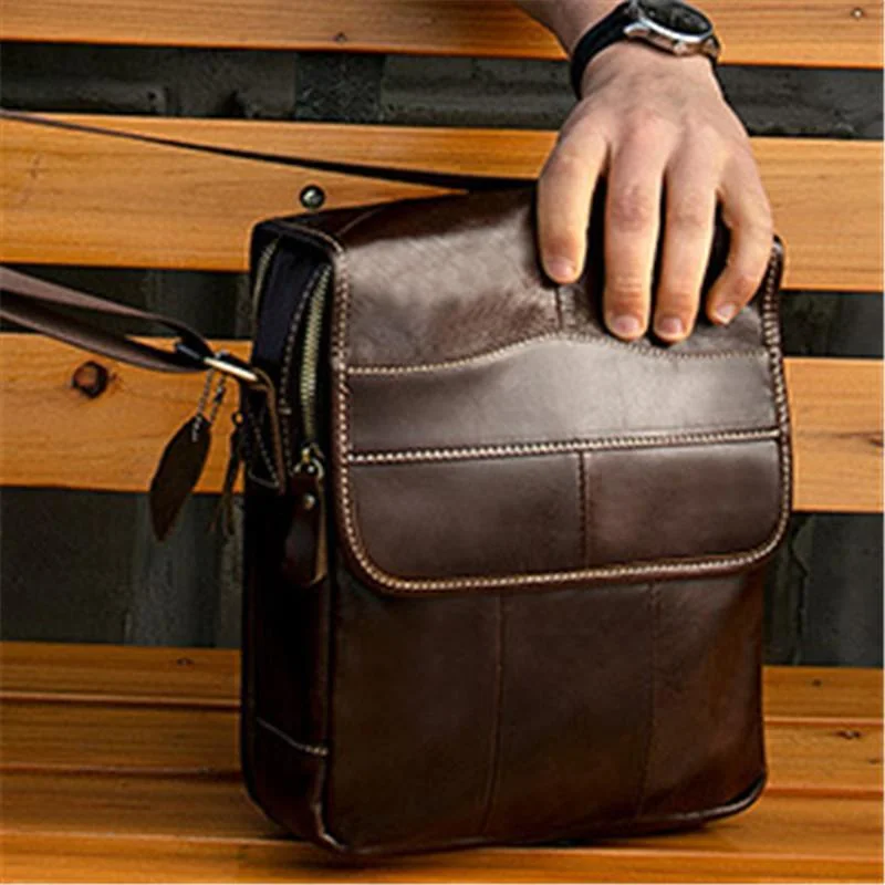 Mens Vintage Classic Large Capacity Casual Leather Shoulder Packs Crossbody Bags