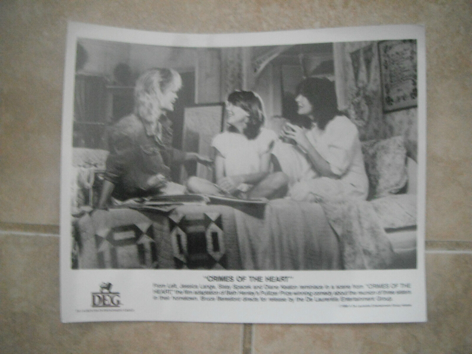 Crimes of the Heart Keaton Lange Spacek Movie B&W 8x10 Promo Photo Poster painting Lobby Card