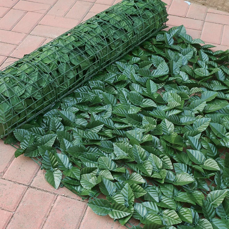 UV Protection Artificial Balcony Green Leaf Fence Roll Up Panel Ivy Privacy Garden Fence Backyard Home Decor Rattan Plants Wall