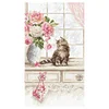 11CT Pink Flower Cat - Stamped Cross Stitch 35*20cm/13.78*7.87in