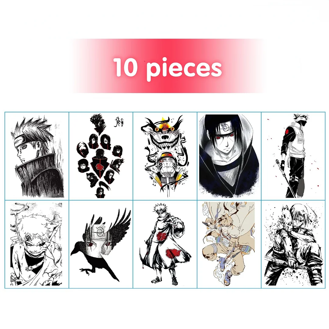1/2/3/10/18/30 Pieces Japanese Anime Penn Sharingan Akatsuki Hinata Jiraiya Ninja Temporary Tattoo Stickers For Men and Women