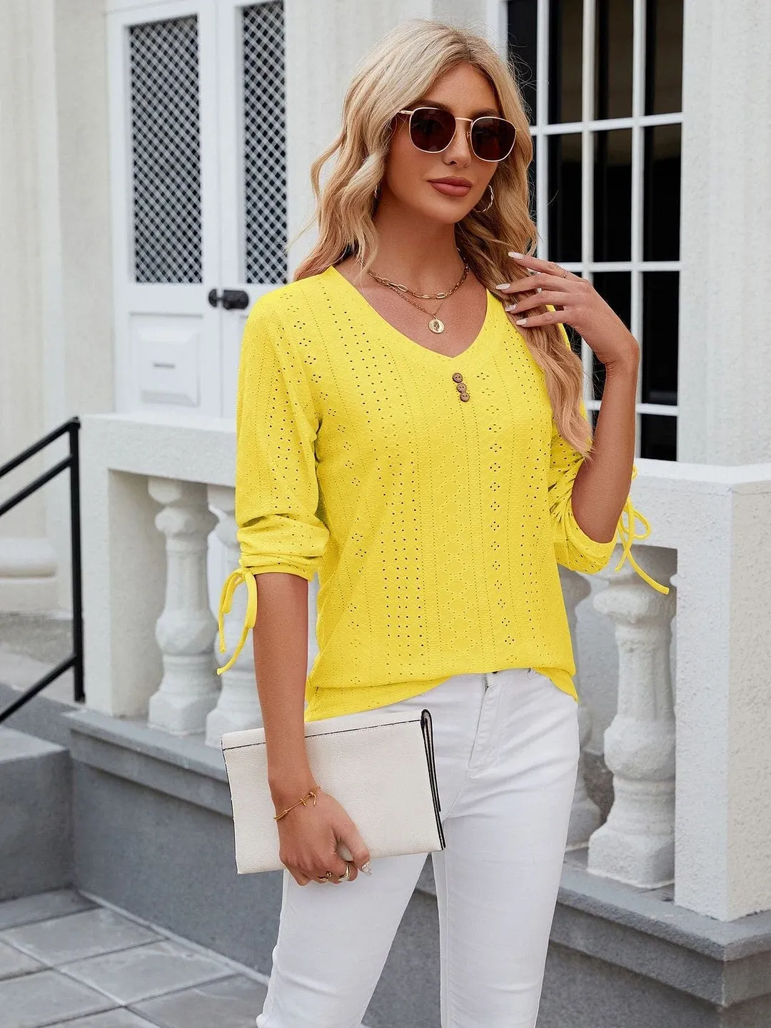 Grey Ribbed Knit Top with Short Sleeves