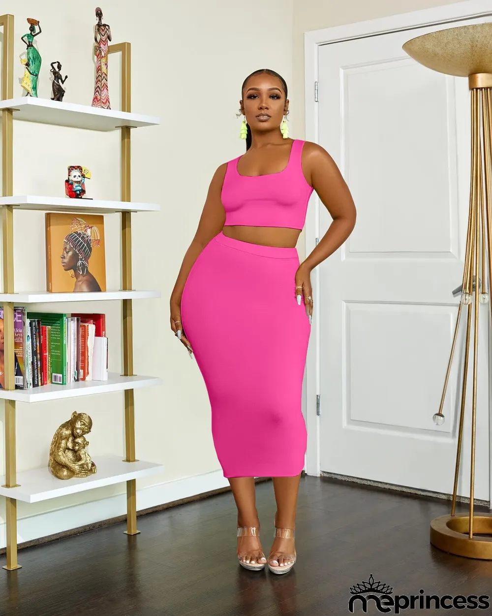 Solid Color Tand Tops And Skirt Two Piece Set