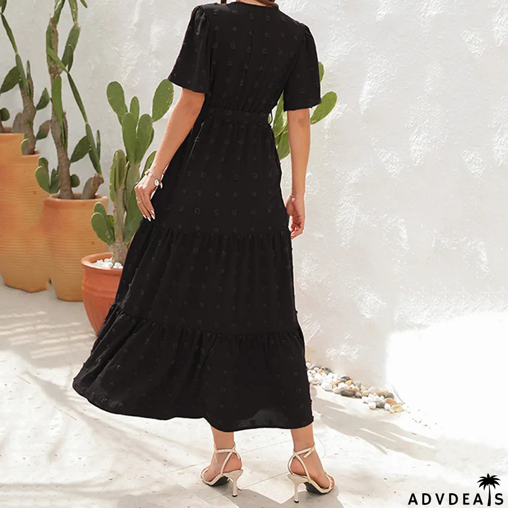 Women's Elegant V Neck High Waist Camisole Casual Fashion Maxi Dress