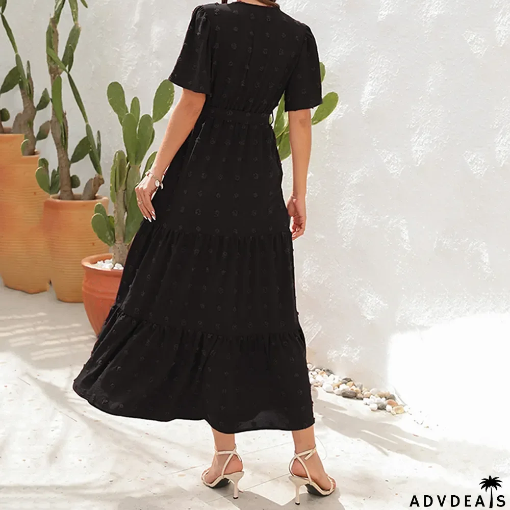 Women's Elegant V Neck High Waist Camisole Casual Fashion Maxi Dress