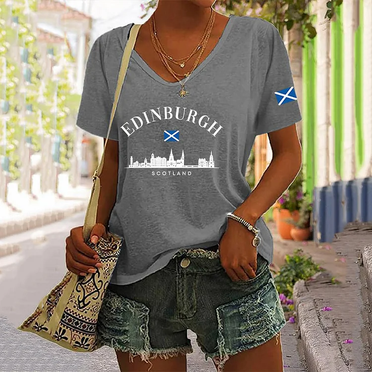 Utbros Women's Scotland Travel Printed Casual T-Shirt