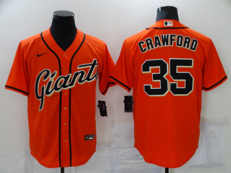 Men's San Francisco Giants Brandon Crawford #35 Orange Replica Baseball Jersey mysite