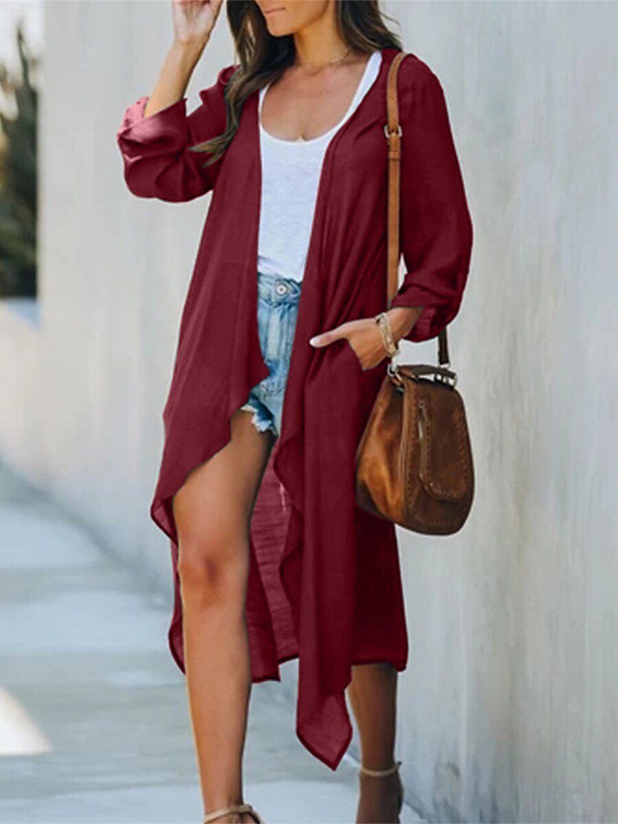 Women's Casual Plain Streetwear Outdoor Long Sleeve Jacket Pocket