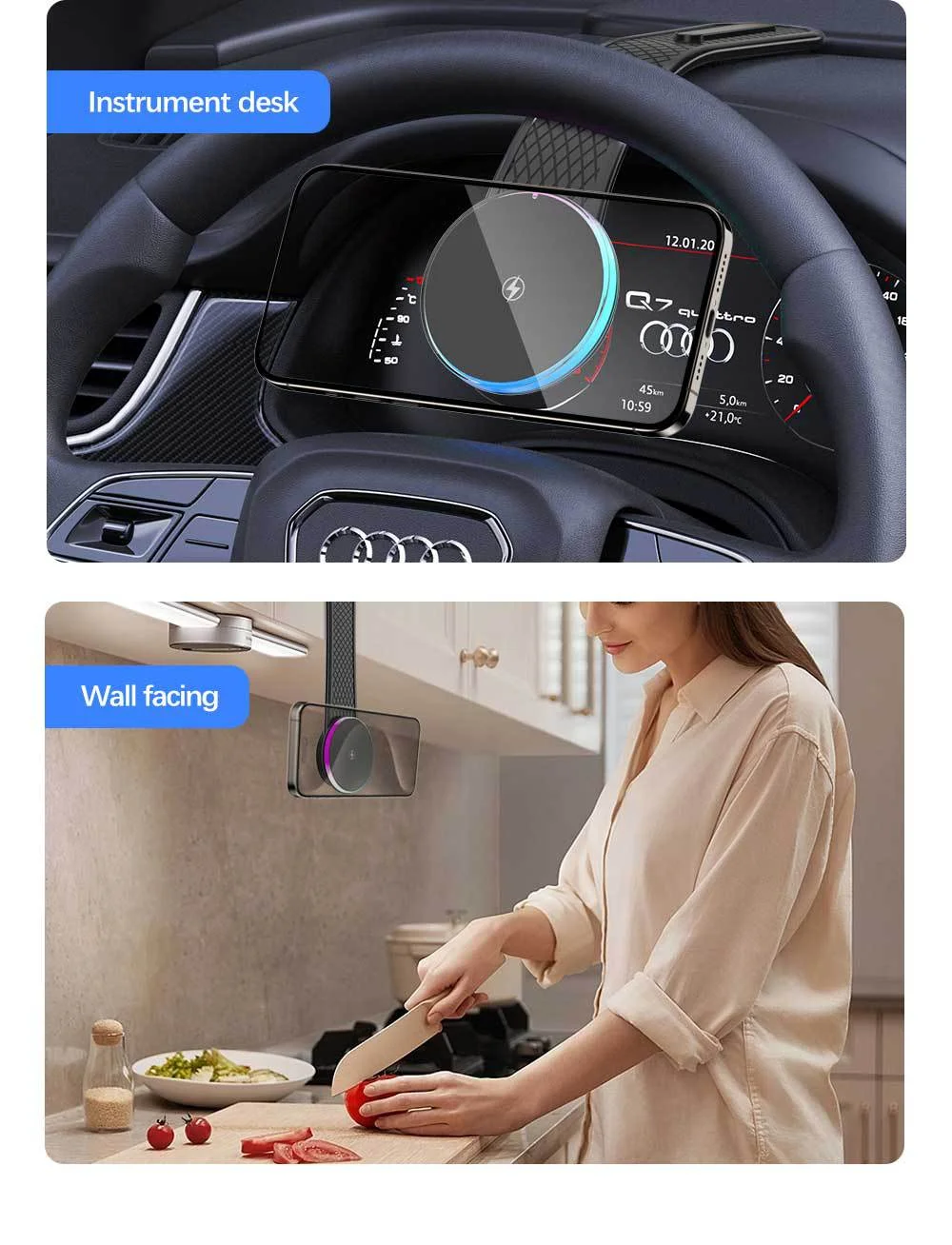 Colorful magnetic wireless fast charging car holder