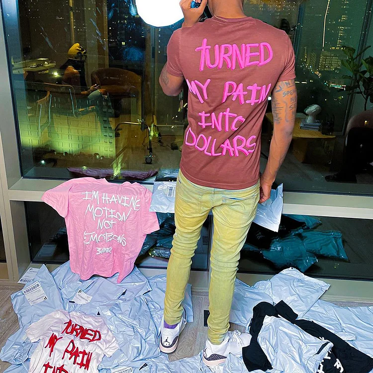 Street Contrasting Graffiti Letter Print Short-Sleeved T-Shirt