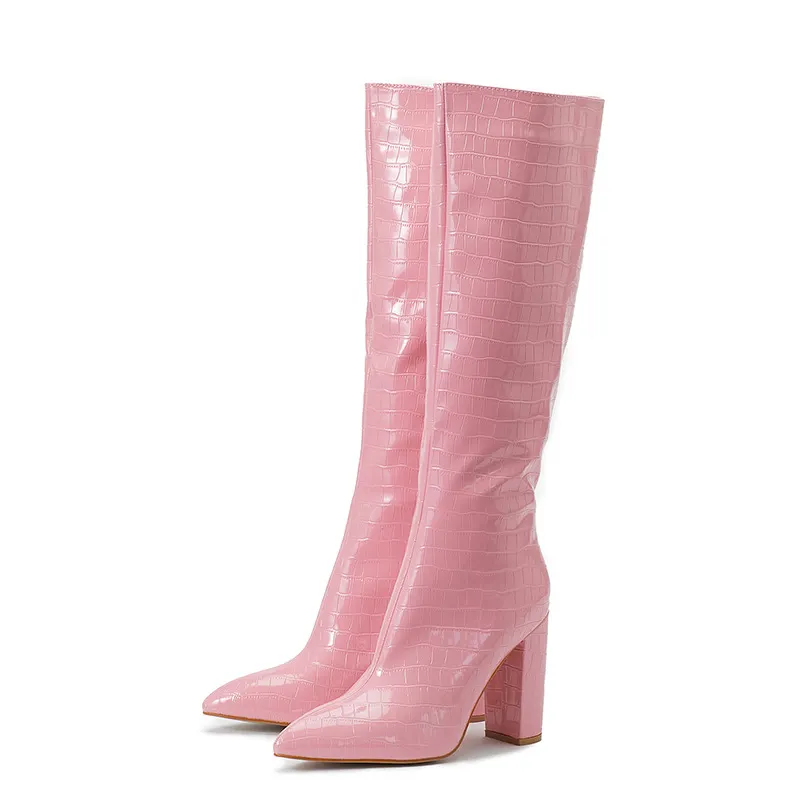 Churchf Churchf Hot Style Winter Pointed High Heel Side Zipper Ankle Boots Large Size Short Leg Martin Boots