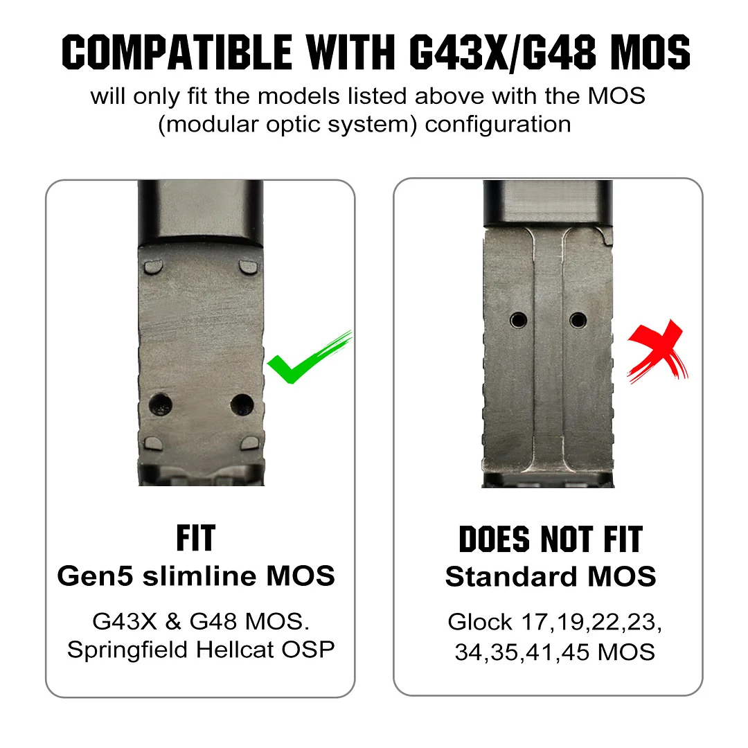 ohhunt&reg; Adapter Plate for Glock 43X/48 MOS Hellcat OSP Holosun 407k/507k CNC Machined from 6AL4V Titanium