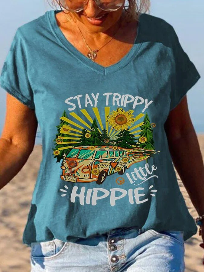 Hippie Print Short Sleeve T-Shirt