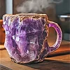 Mineral Crystal Coffee Mug,Natural Onyx Crystal Decorative Mug,Novelty Coffee Mugs,Multi-Colored Agate Mineral Coffee Mug,Elegant Crystal Gift for Home & Office