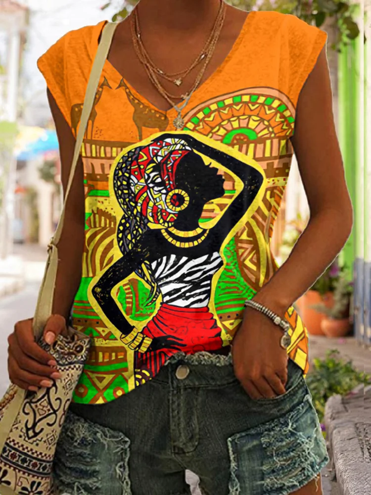Women Reggae Print Casual Tank Top