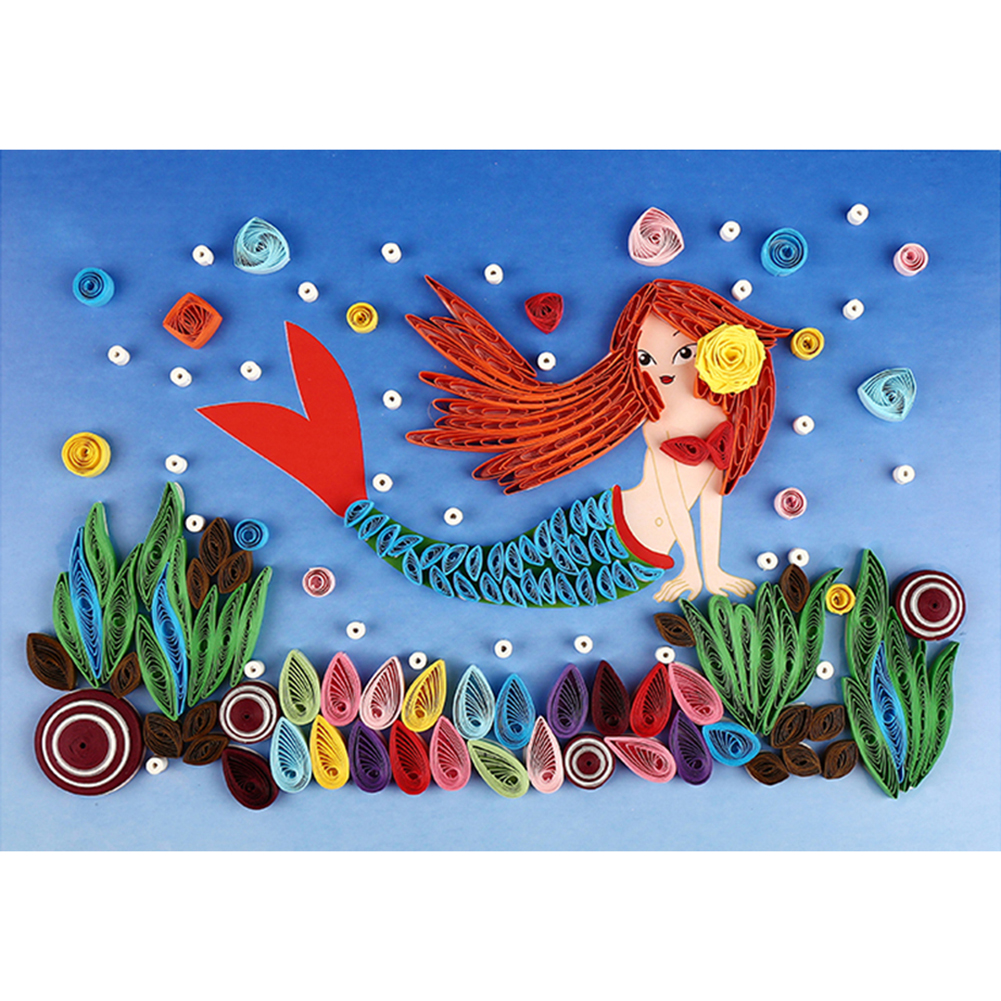 DIY Quilling Paper Painting Kit Mermaid Handmade Craft