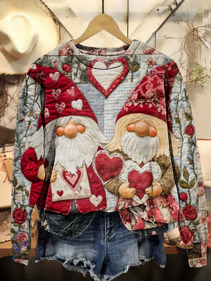 Valentine's Day Gnome Crew Neck Sweatshirt