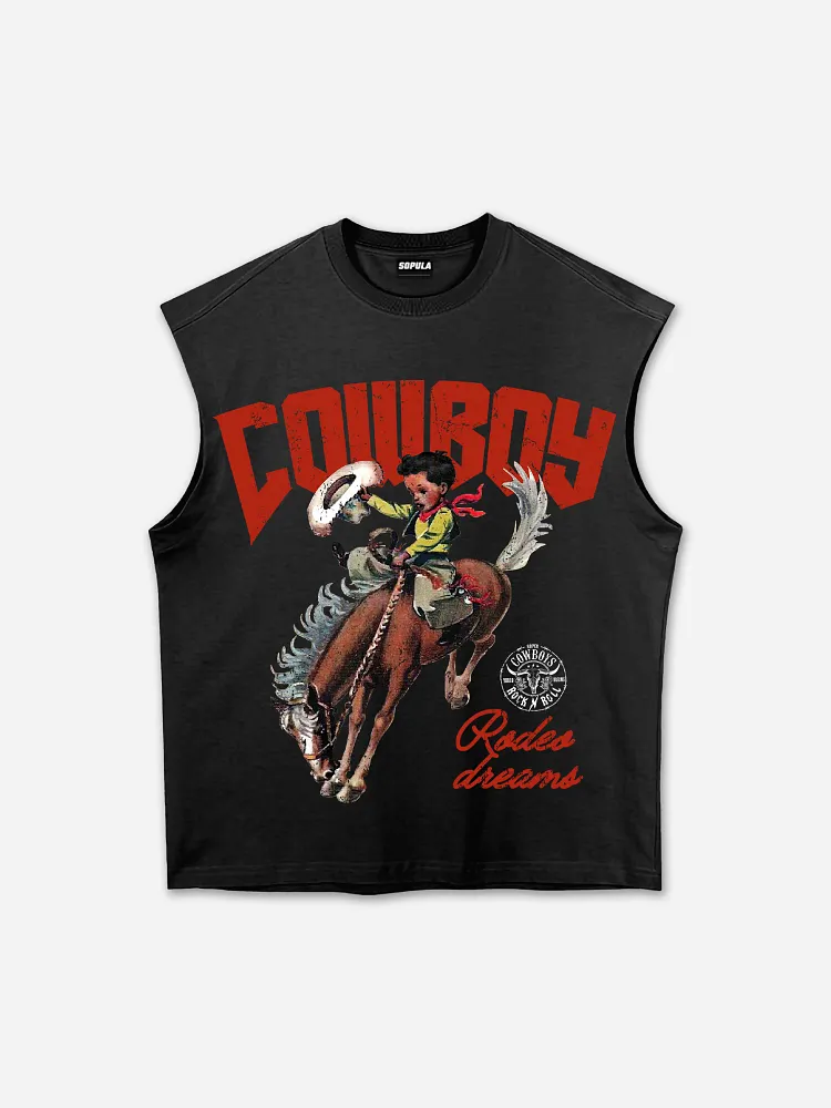 Cowboy Rodeo Dreams Print Tank Top