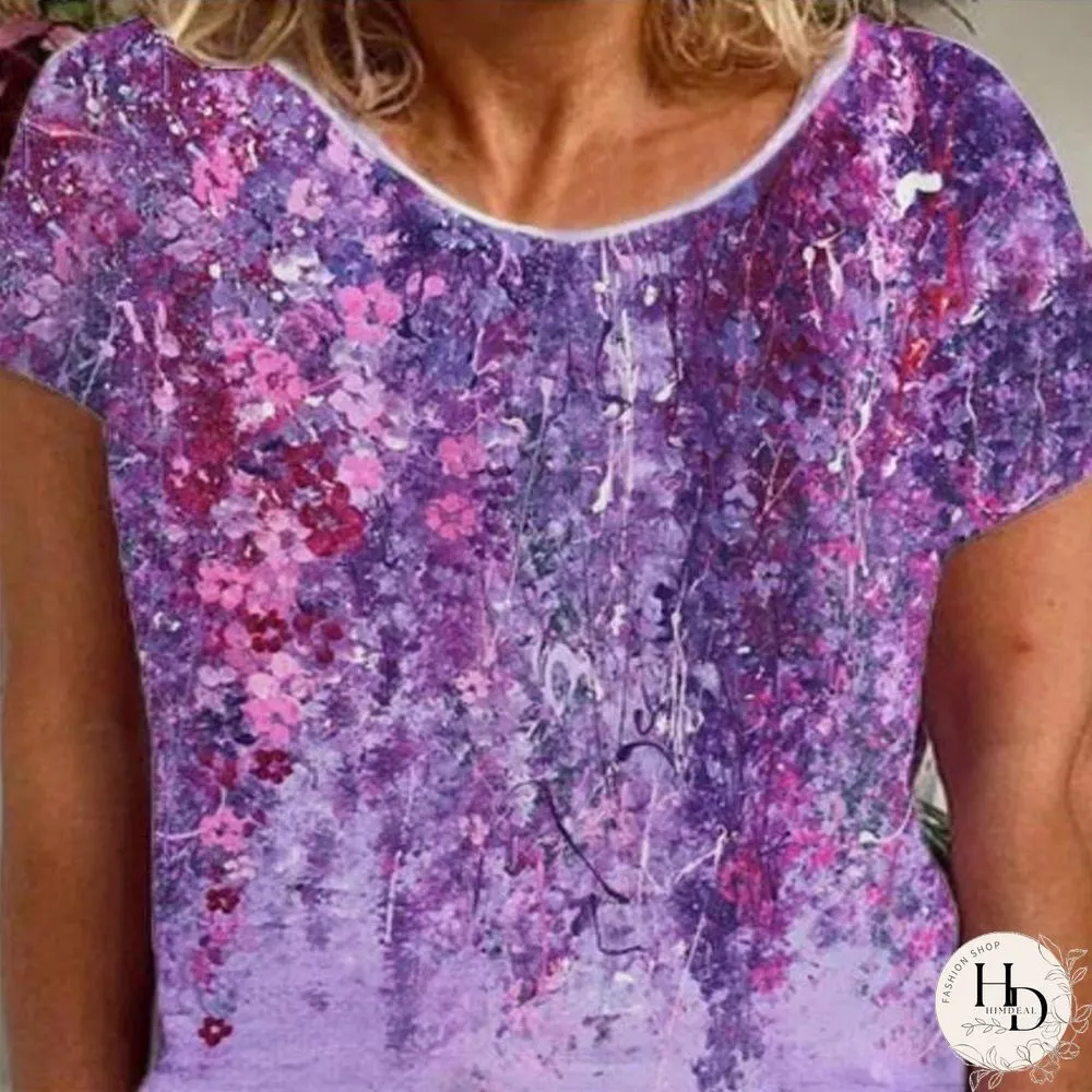 Purple Pattern Casual T-Shirt