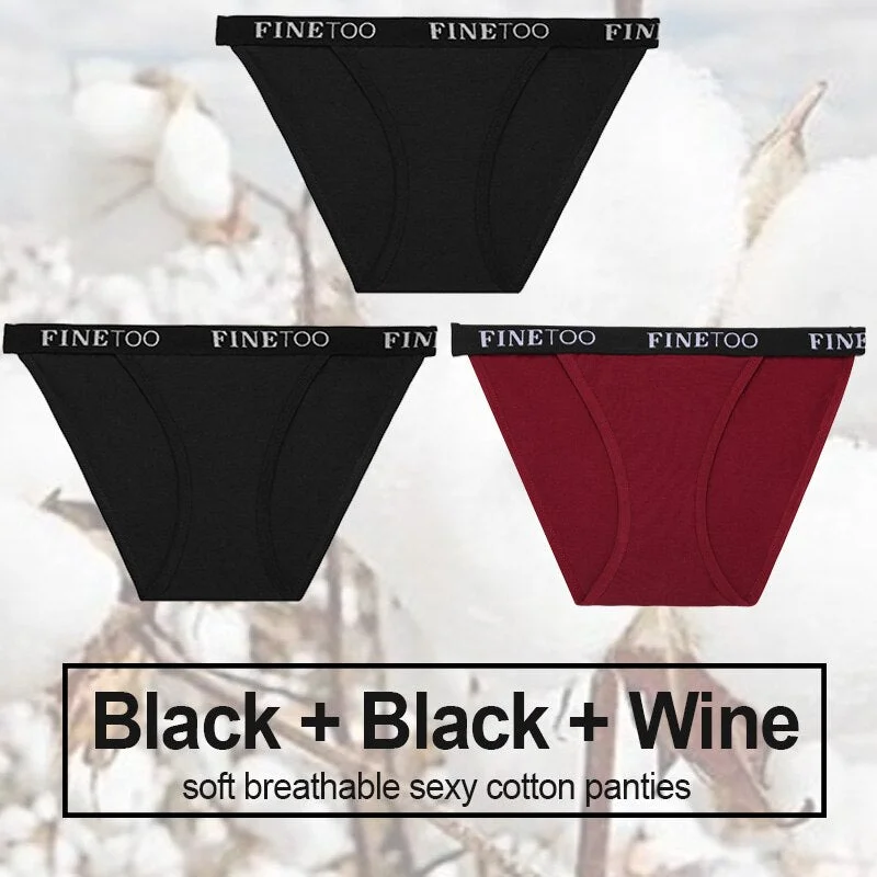 3PCS/Set Cotton Panties Briefs Women Underwear Female Underpants Sexy Lingerie Bikini Pantys Finetoo Brand Girls Femme Panties