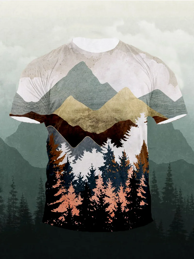 Forest View Print Short Sleeve Men's T-Shirt in  mildstyles
