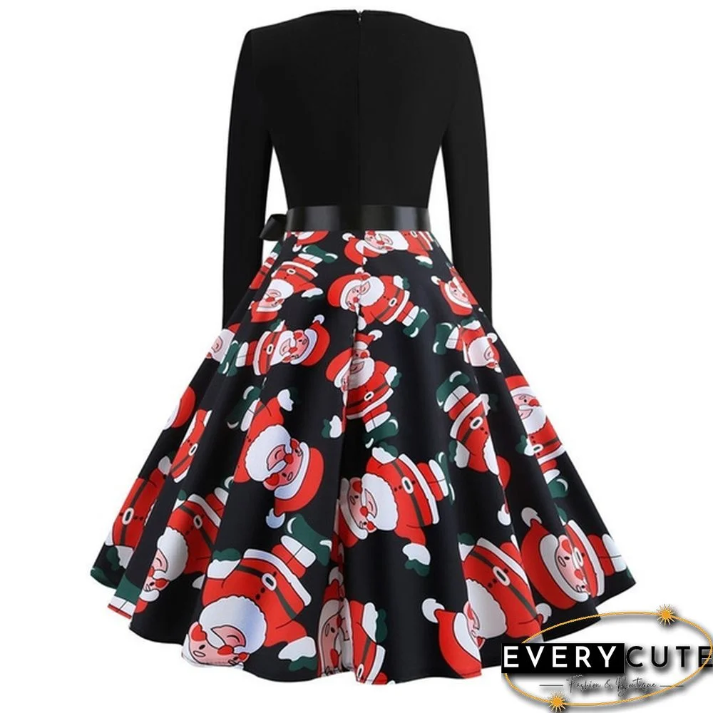 6 Styles Fashion Lady Autumn and Winter Xmas Clothes Christmas Costume Casual Long Sleeve Halloween Print Party Dress Plus Size