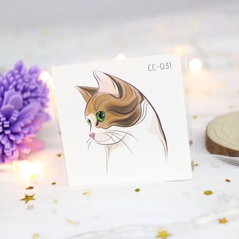 Cartoon Cat and Dog Face Stickers Tattoo Stickers Waterproof Girl/Child Cute Makeup Stickers Small Tattoo Pet Temporary Tattoos