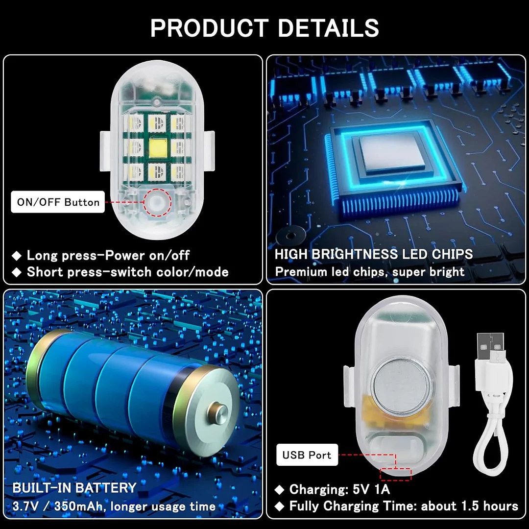 Wireless Remote Control Anti-Collision LED Strobe Light Kit