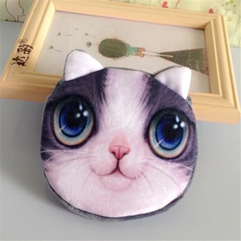 Unisex Animal Plush Zipper Coin Purses