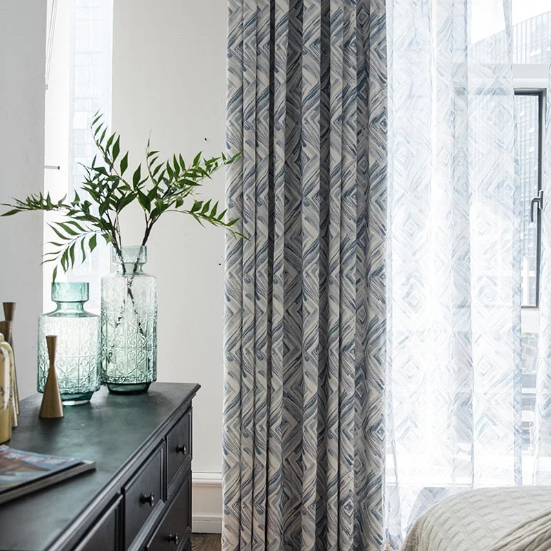Geometric Curtains for living room Bedroom Tulle Curtain for Windows treatment drapes