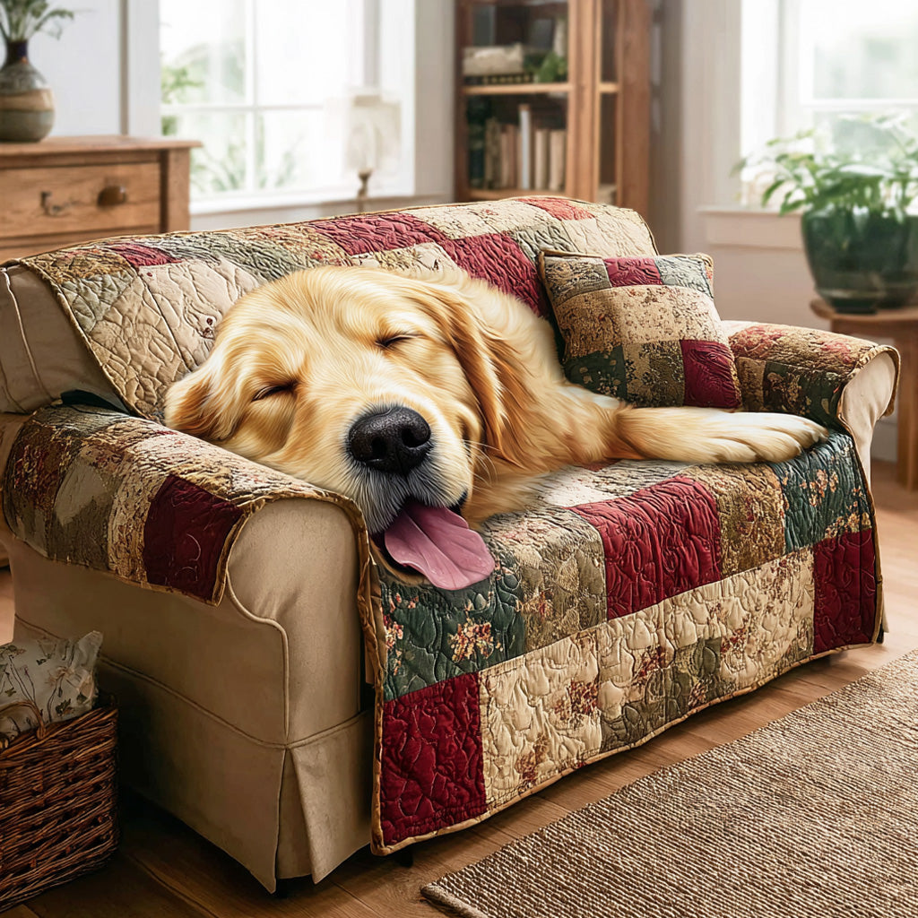 Nap Time Golden Quilted Sofa Cover NCU0TD2167 everthome