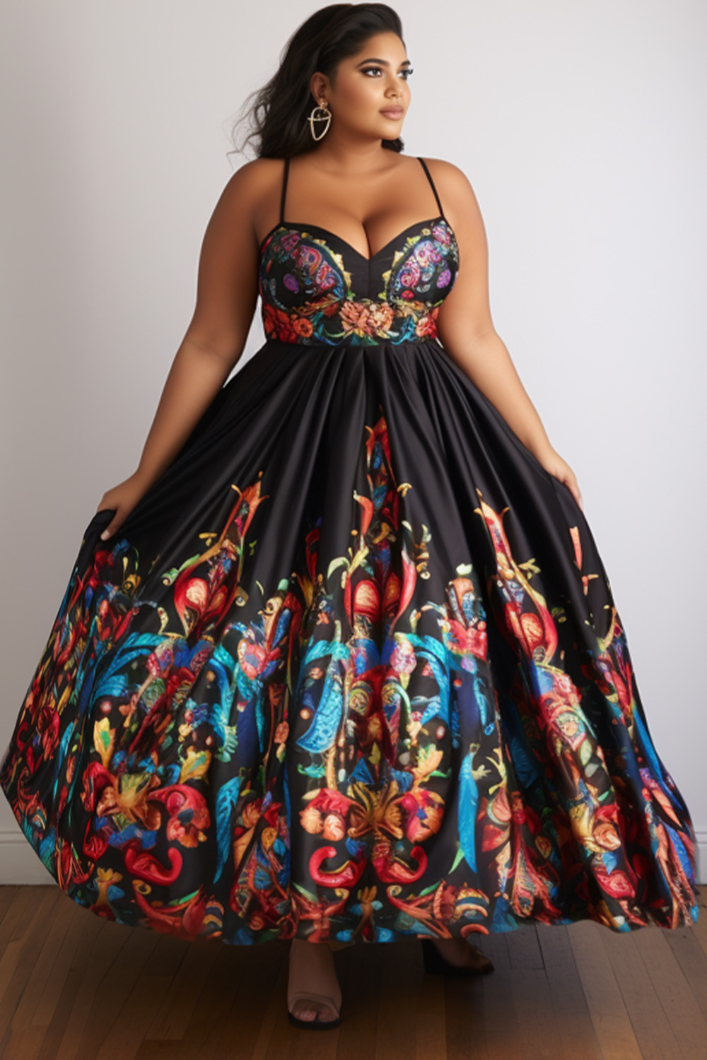 Plus Size Black Formal Elegant Strapless Slit With Pockets Gown Maxi Dresses