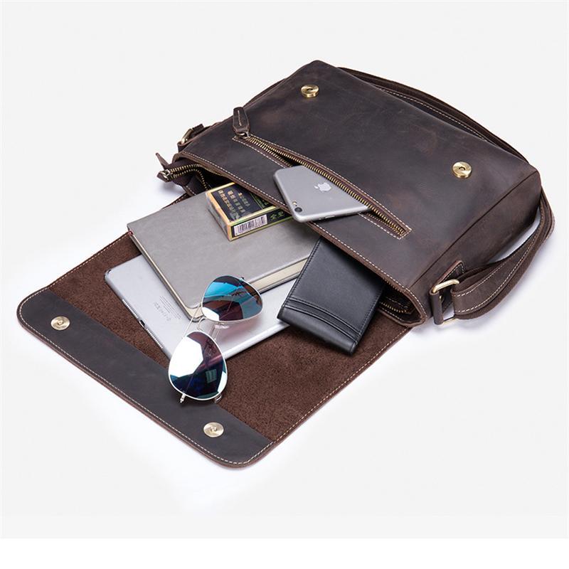 Classic Vintage Crossbody Bags Plain Leather Shoulder Bags