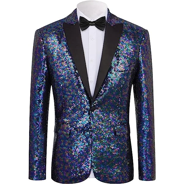 MAGE MALE Mens Tails Slim Fit Tailcoat Sequin Dress Coat