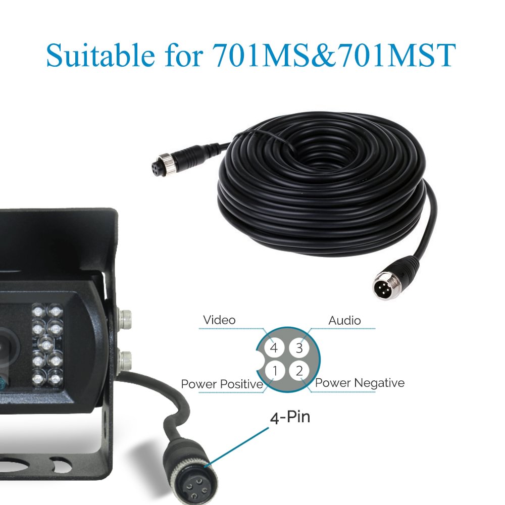 4 Pin Connector Plug Backup Camera Cable Video Audio Aviation Extension