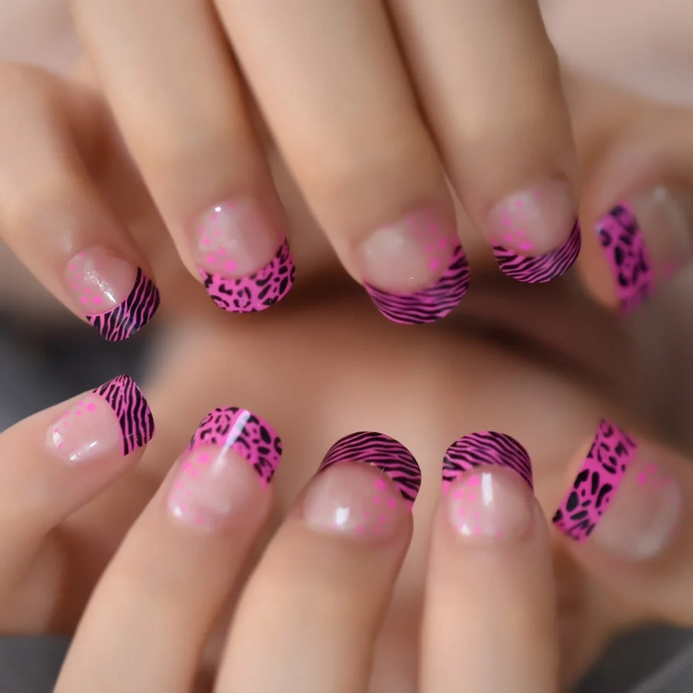 Boom Star French Nails Children Finger Decoration Pre-designed False Nails Purple Transparent Small Size Manicure Tips-Nail Inspo