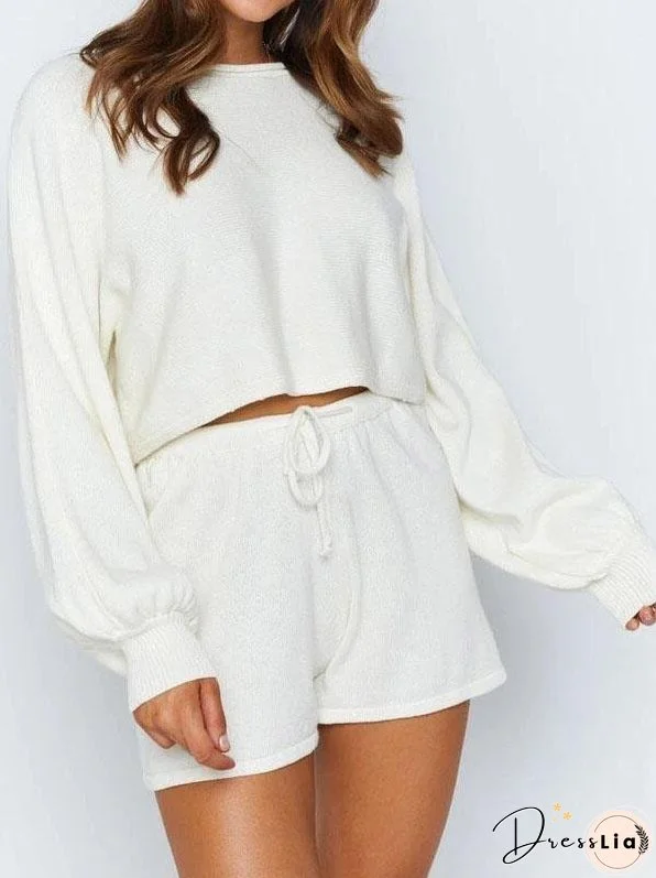 Textured Floral Crop Top With Puff Sleeves and Tie Back Two-piece